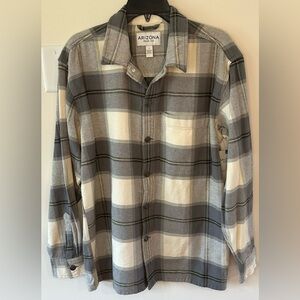 Arizona Jeans Co Men’s Gray Plaid Button Down Long Sleeve Shirt NWT Size…